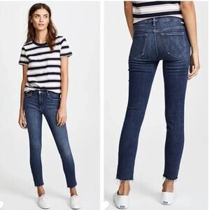 MOTHER 25 The Looker Ankle Fray Denim Skinny Jeans Girl Crush